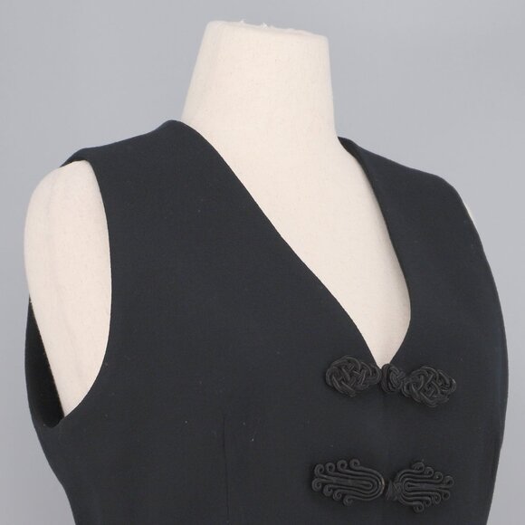 VINTAGE ALBERTO MAKALI 100% Wool Black Vest Waistcoat Top Decorative Buttons - Picture 4 of 8